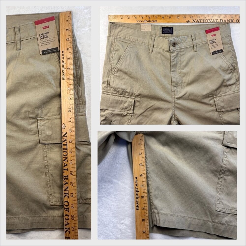 Levi's Carrier Mens Cargo Shorts Sz 34 Loose Fit Khaki NWT Outdoors casual - Picture 7 of 11